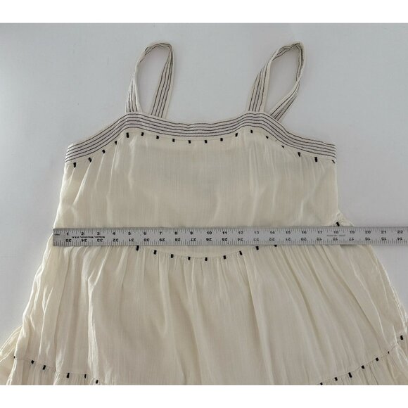 Old Navy Women’s Ivory Tiered Embroidered Midi Swing Dress M Boho, Flaw - Picture 14 of 14